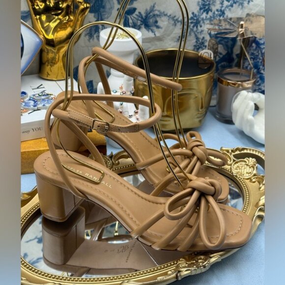 🆕 LOEFFLER RANDALL 🧿 NWOB Mikel Leather Bow Heel Sandal, Dune Leather - Sz 7 - Picture 9 of 16